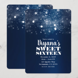 Invitación Luces Plateadas Brillantes de Invierno Fiesta Dulc