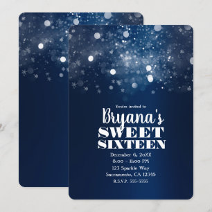 Invitación Luces Plateadas Brillantes de Invierno Fiesta Dulc