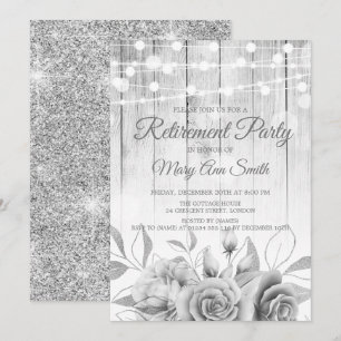 Invitación Luces plateadas y flores Fiesta de retiro ruso