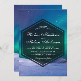 Invitación Luces polares de la aurora ártica del hielo que