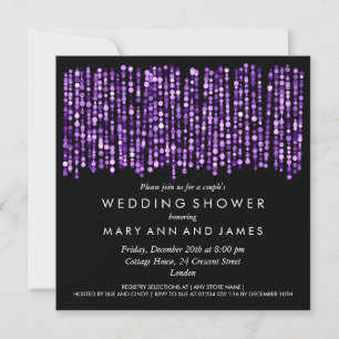 Invitación Luces púrpura modernas de la ducha matrimonial de 
