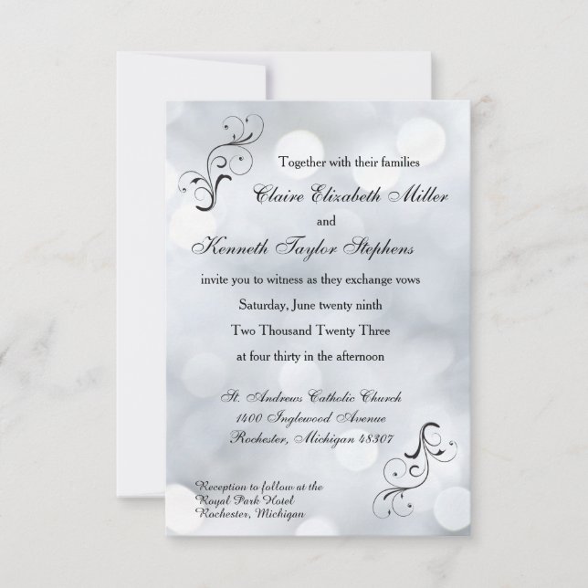 Invitación Luces Purpurina de nieve Sparkles-3x5Wedding Invit (Anverso)