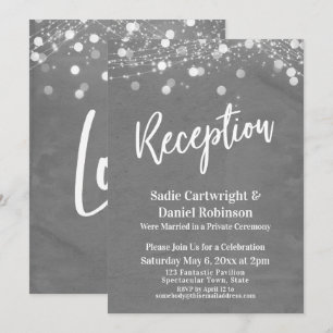 Invitación Luces Recepción de Boda Texturizada Gris Solo