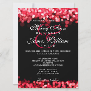 Invitación Luces Rojas Elegantes de Boda