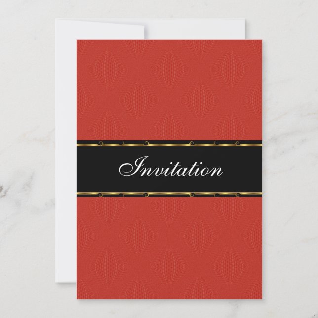 Invitación Luces Rojas Linternas Cumpleaños Evento Dorado Neg (Anverso)