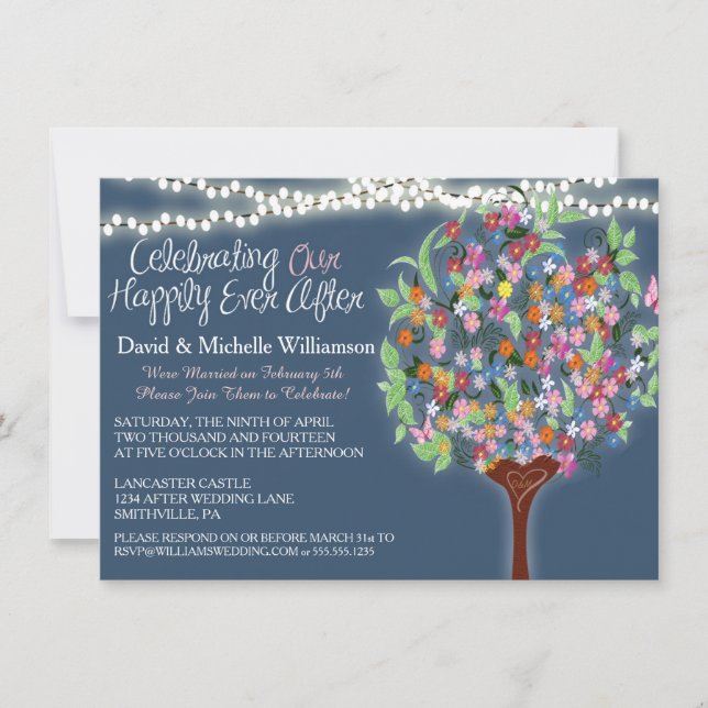 Invitación Luces románticas Crema de árbol post boda (Anverso)