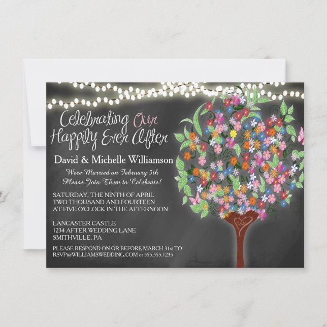 Invitación Luces románticas Crema de árbol post boda (Anverso)