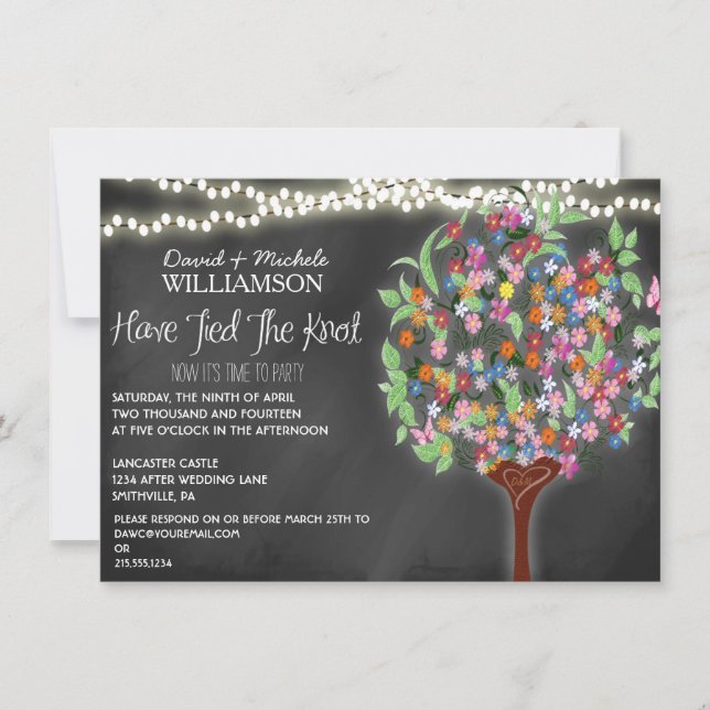 Invitación Luces románticas Crema de árbol post boda (Anverso)