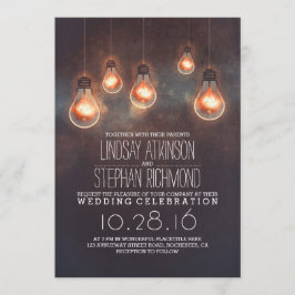 Invitación luces románticas vintage de boda romántica invitac