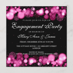Invitación Luces rosadas de la fiesta de compromiso de boda i