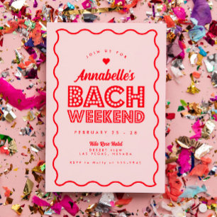 Invitación Luces rosadas onduladas Bachelorette Weekend Itine