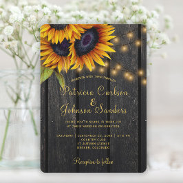 Invitación Luces rusas boda de madera de granero de girasol