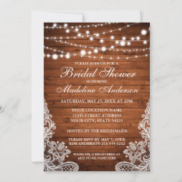 Invitación Luces rusas de cuerda de madera y ducha de novia d