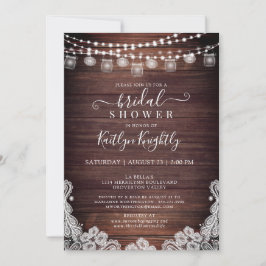 Invitación Luces Rusas De Madera Mason Jars Lace Bridal Showe