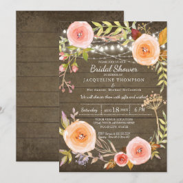 Invitación Luces rusas en la Wood Bridal Shower Floral Wreath