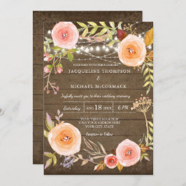 Invitación Luces rusas en la Wood Bridal Shower Floral Wreath