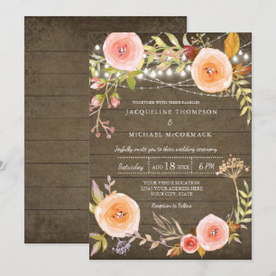Invitación Luces rusas en la Wood Bridal Shower Floral Wreath