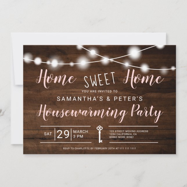 Invitación Luces rusas hogar dulce hogar fiesta de limpieza d (Anverso)
