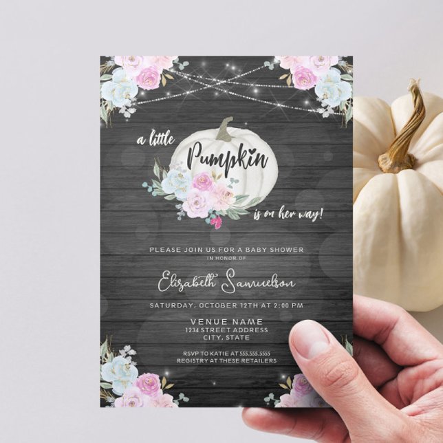Invitación Luces rusas Pequeña Calabaza Rosa Cae Baby Shower (Subido por el creador)