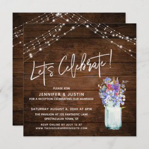 Invitación Luces rusticas celebremos flores silvestres en Jar