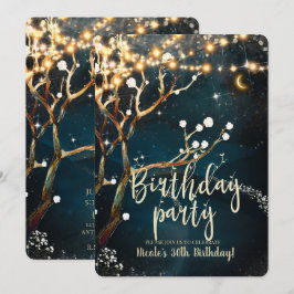 Invitación Luces Rústicas de Árbol para Fiesta de Cumpleaños