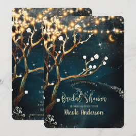 Invitación Luces Rústicas de Árbol para Noche de Ducha de Nov