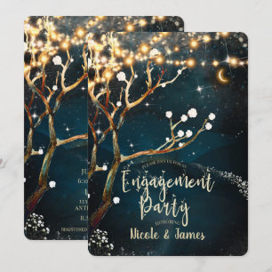 Invitación Luces Rústicas de Árbol para una Noche de Fiesta d
