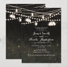 Invitación Luces Rústicas de Frasco de Mason con Cielo Noctur