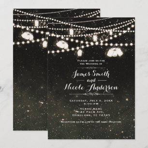 Invitación Luces Rústicas de Frasco de Mason con Cielo Noctur