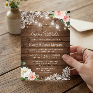 Invitación Luces Rústicas de Frasco de Mason para Renovación 