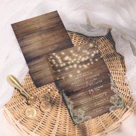 Invitación Luces Rusticas de Madera y Cadenas | Boda de encaj
