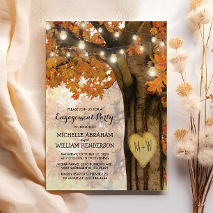 Invitación Luces Rústicas de Otoño en Árbol para Fiesta de Co