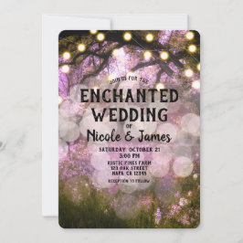 Invitación Luces Rústicas de Primavera Boda Encantada del Bos