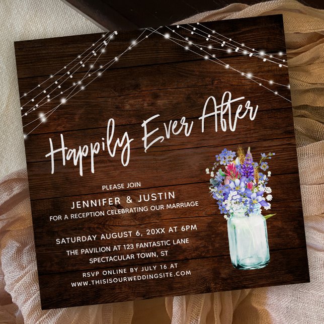 Invitación Luces rusticas felices para siempre después de flo (Subido por el creador)