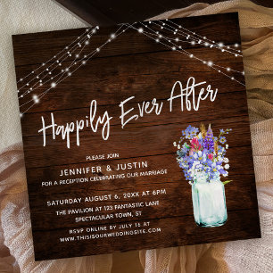 Invitación Luces Rústicas Felices para Siempre Flores Silvest