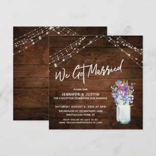 Invitación Luces Rústicas Nos Casamos Flores Silvestres en Ta