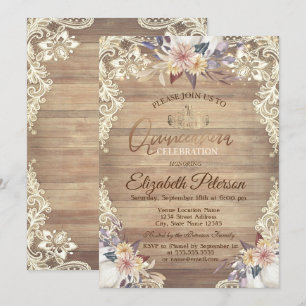 Invitación Luces Rústicas,Tiara,Flores de Calabaza de Encaje