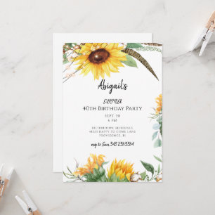 Invitación Luces Rústicas y Girasoles Fiesta de Cumpleaños So