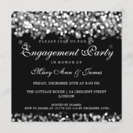 Invitación Luces Silver del partido de compromiso boda