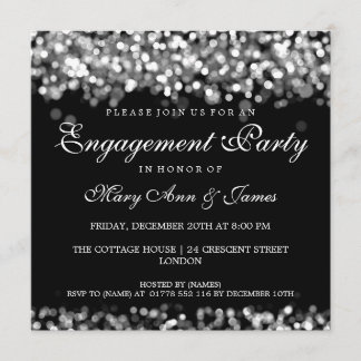 Invitación Luces Silver del partido de compromiso boda