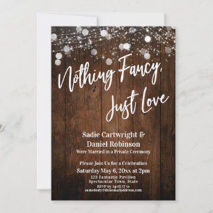 Invitación Luces sobre madera nada elegante solo recepción de