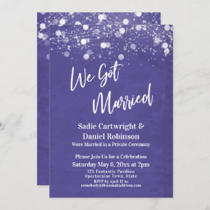 Invitación Luces Texturadas Nos Casamos Con La Recepción Púrp