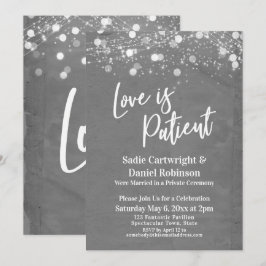 Invitación Luces Texturado Amor es Paciente Recepción Gris