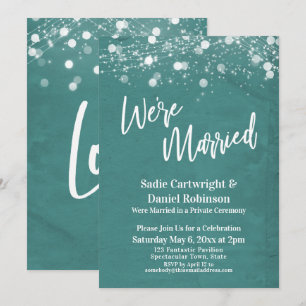 Invitación Luces Texturizadas Estamos Casados Recepción Teal 