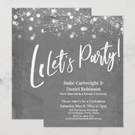 Invitación Luces Texturizadas Fiesta Sólo Recepción Gris