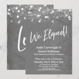 Invitación Luces Texturizadas Nos Fugamos Gris Solo Recepción