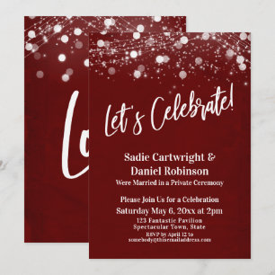 Invitación Luces Texturizadas Recepción Burgundy Celebremos