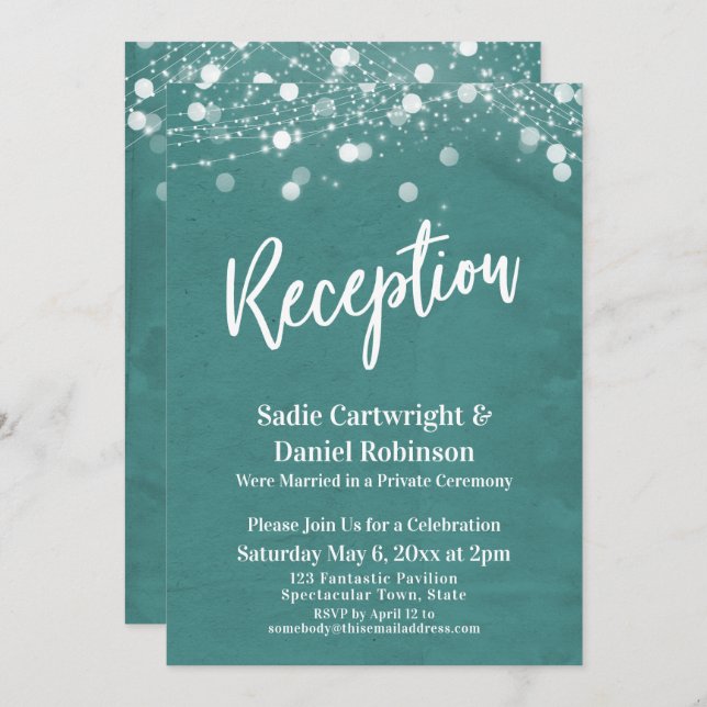 Invitación Luces Texturizadas Recepción de Boda Únicamente Az (Anverso / Reverso)