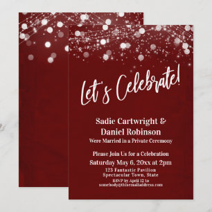 Invitación Luces Texturizadas Vamos a Celebrar Burgundy Recep