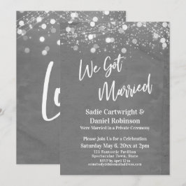 Invitación Luces Texturizado Nos Casamos Recepción Gris